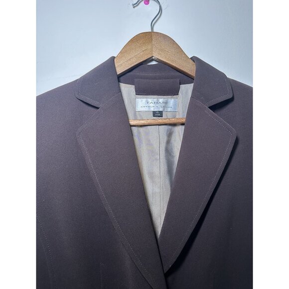 Tahari Brown Blazer Size 10 – Bronzed Hardware Detail Tailored Structured Workwe - Picture 6 of 10